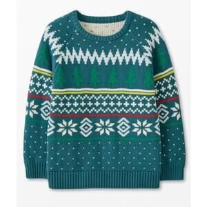 HANNA ANDERSSON GREEN TREE FAIR ISLE UNISEX HOLIDAY SWEATER 120 6 7 $68